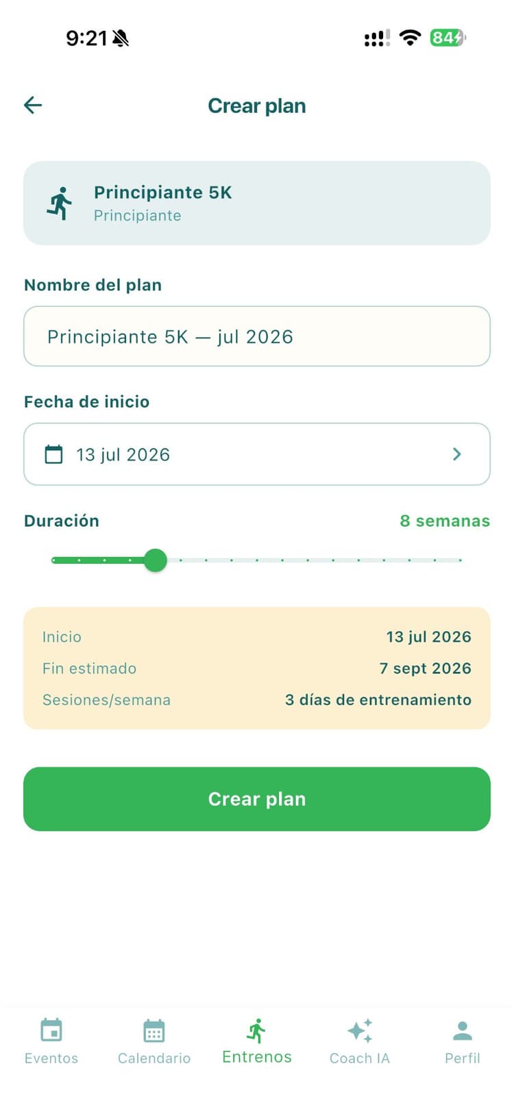 Pantalla de la app de corredores: check-in con código QR el día del evento